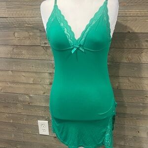 Soft Green Lace Chemise Slip Dress L